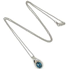 Le Vian Topaz Diamond 14K White Gold Halo Pendant Necklace